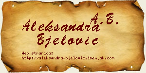 Aleksandra Bjelović vizit kartica
